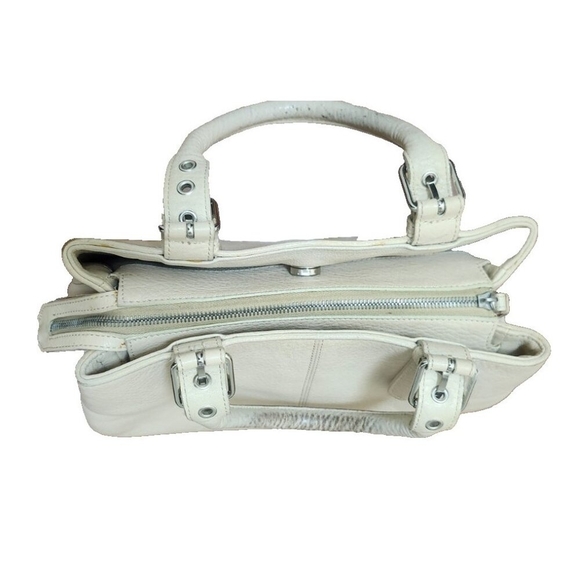 Dooney & Bourke Pebble Leather Satchel Tote Bag Cream Ivory Shoulder Purse - Picture 6 of 16